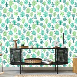 Papier Peint Nature Vert Arbres Forêt Chambre D'enfants – Image 5