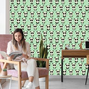 Papier Peint Pandas Avec Des Feuilles – Image 7