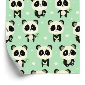 Papier Peint Pandas Avec Des Feuilles – Image 2