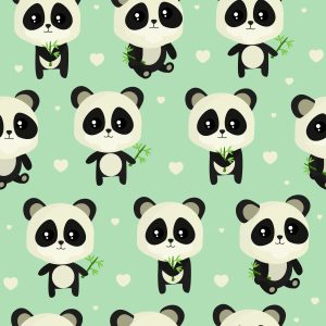 Papier Peint Pandas Avec Des Feuilles – Image 1