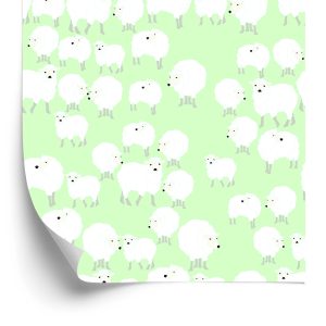 Papier Peint Moutons Sur Fond Vert – Image 2