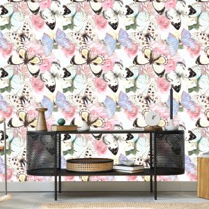 Papier Peint Fleurs Plantes Papillons Couloir – Image 5