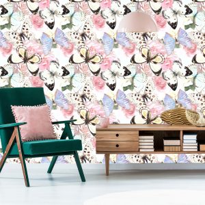 Papier Peint Fleurs Plantes Papillons Couloir – Image 6