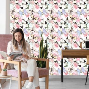 Papier Peint Fleurs Plantes Papillons Couloir – Image 7