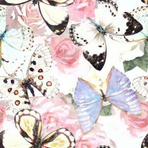 Papier Peint Fleurs Plantes Papillons Couloir – Image 1