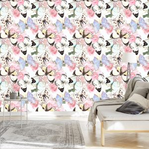 Papier Peint Fleurs Plantes Papillons Couloir – Image 3
