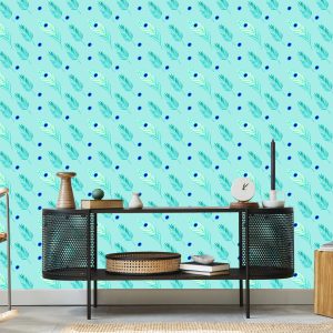 Papier Peint Turquoise - Plumes Et Feuilles De Paon – Image 5