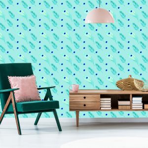 Papier Peint Turquoise - Plumes Et Feuilles De Paon – Image 6