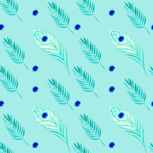 Papier Peint Turquoise - Plumes Et Feuilles De Paon – Image 1