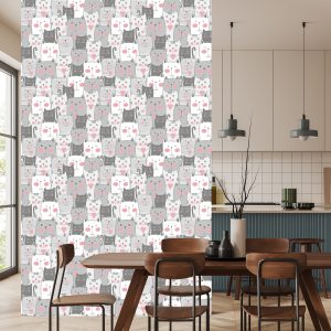 Papier Peint Pour Les Enfants - Chats Et Coeurs – Image 4