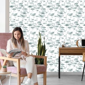 Papier Peint Flamants Roses Oiseaux Nature Salon – Image 7