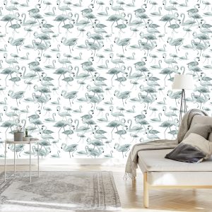 Papier Peint Flamants Roses Oiseaux Nature Salon – Image 3