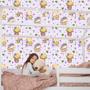 Papier Peint Ours En Peluche, Fleurs, Feuilles Pour Fille – Image 7