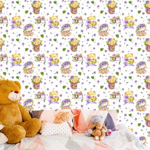 Papier Peint Pour Fille Teddy Bears Nature Fleurs – Image 6