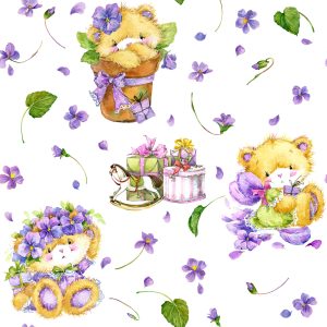 Papier Peint Pour Fille Teddy Bears Nature Fleurs – Image 1