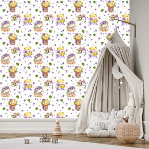 Papier Peint Pour Fille Teddy Bears Nature Fleurs – Image 3