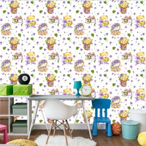 Papier Peint Pour Fille Teddy Bears Nature Fleurs – Image 4