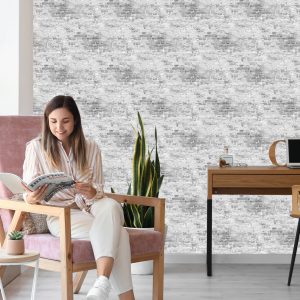 Papier Peint Vieux Mur De Briques Dans Les Tons De Gris – Image 7