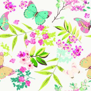 Papier Peint Pour Les Enfants - Papillons Et Fleurs Colorés – Image 1