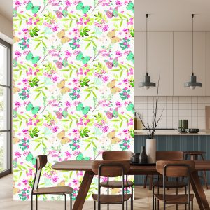 Papier Peint Pour Les Enfants - Papillons Et Fleurs Colorés – Image 4