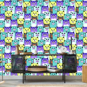 Papier Peint Pour Les Enfants - Chats Colorés – Image 5