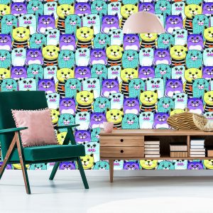 Papier Peint Pour Les Enfants - Chats Colorés – Image 6