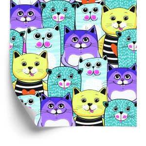 Papier Peint Pour Les Enfants - Chats Colorés – Image 2