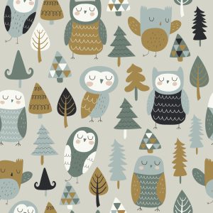 Papier Peint Pour Les Enfants - Chouettes Endormies – Image 1