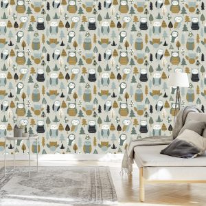 Papier Peint Pour Les Enfants - Chouettes Endormies – Image 3