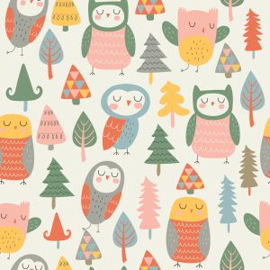 Papier Peint Pour Les Enfants - Chouettes Endormies – Image 1