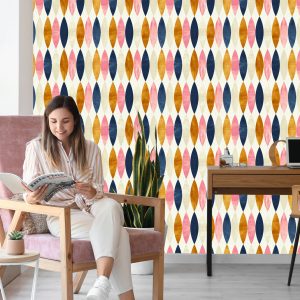 Papier Peint Motifs Rétro Aux Couleurs Pastel – Image 7
