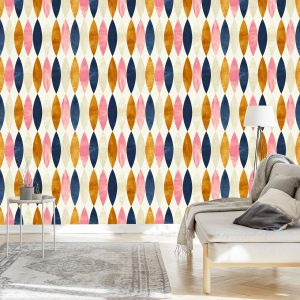 Papier Peint Motifs Rétro Aux Couleurs Pastel – Image 3