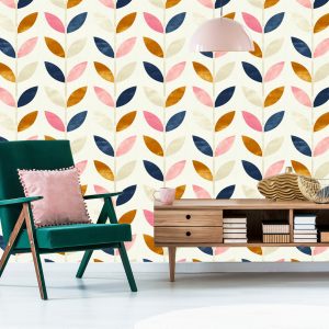 Papier Peint Feuilles Peintes Dans Un Style Rétro – Image 6