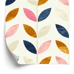 Papier Peint Feuilles Peintes Dans Un Style Rétro – Image 2