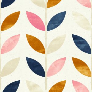 Papier Peint Feuilles Peintes Dans Un Style Rétro – Image 1