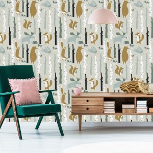 Papier Peint Beaux Animaux De La Forêt Pour Les Enfants – Image 6