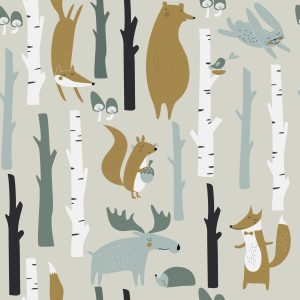 Papier Peint Beaux Animaux De La Forêt Pour Les Enfants – Image 1