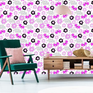 Papier Peint Pour Les Enfants En Coeur Papillons Fleurs – Image 6