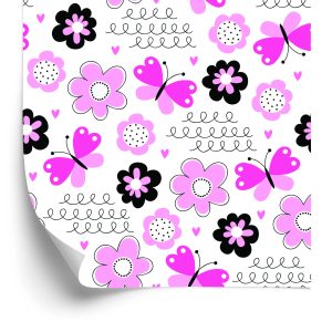 Papier Peint Pour Les Enfants En Coeur Papillons Fleurs – Image 2