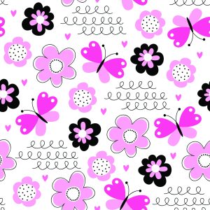 Papier Peint Pour Les Enfants En Coeur Papillons Fleurs – Image 1