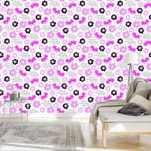 Papier Peint Pour Les Enfants En Coeur Papillons Fleurs – Image 3