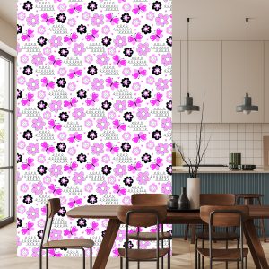 Papier Peint Pour Les Enfants En Coeur Papillons Fleurs – Image 4