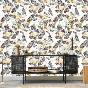 Papier Peint Mur Papillons Fleurs Plantes Cuisine – Image 5