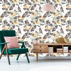 Papier Peint Mur Papillons Fleurs Plantes Cuisine – Image 6