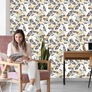 Papier Peint Mur Papillons Fleurs Plantes Cuisine – Image 7