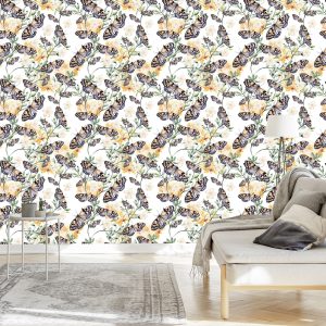 Papier Peint Mur Papillons Fleurs Plantes Cuisine – Image 3