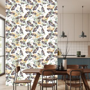 Papier Peint Mur Papillons Fleurs Plantes Cuisine – Image 4