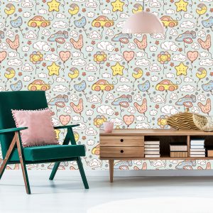 Papier Peint Voitures, Avions, Étoiles, Nuages – Image 6