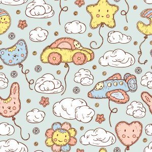 Papier Peint Voitures, Avions, Étoiles, Nuages – Image 1