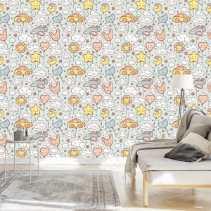 Papier Peint Voitures, Avions, Étoiles, Nuages – Image 3